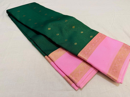 Bottlegreen / rosemilk pink rettapate thodar buttas with big buttas