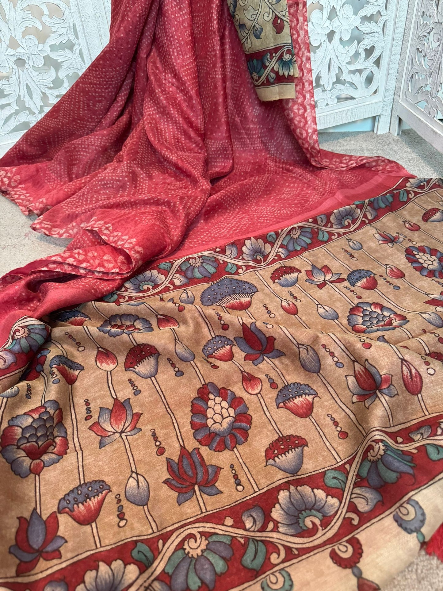 Peach fusion Kalamkari / Bhandini
