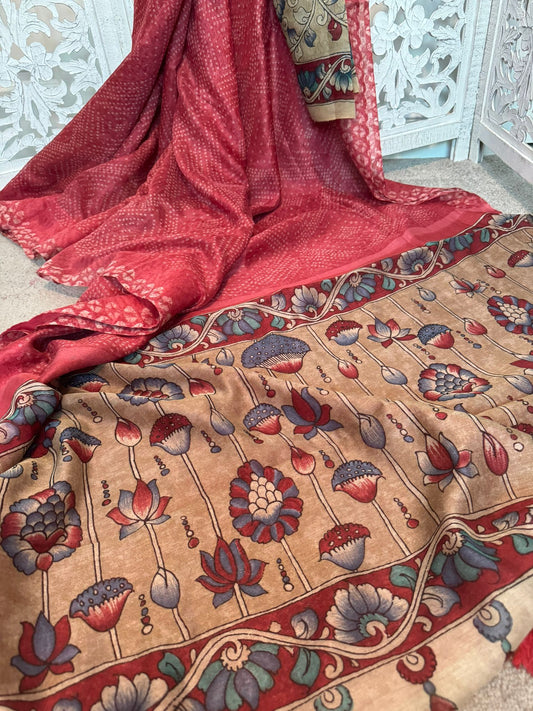 Peach fusion Kalamkari / Bhandini
