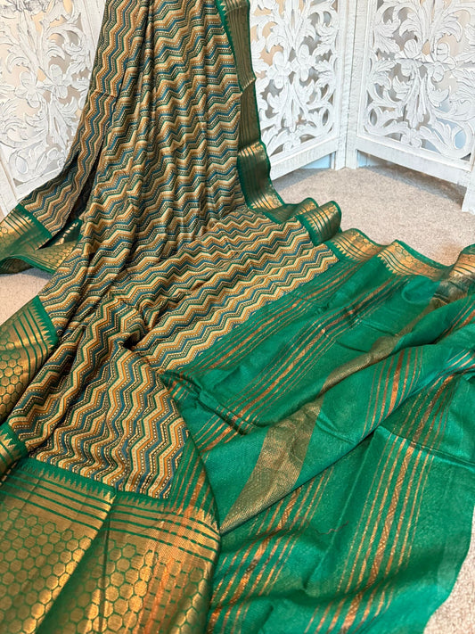 Buttery soft Chanderi Emerald Green