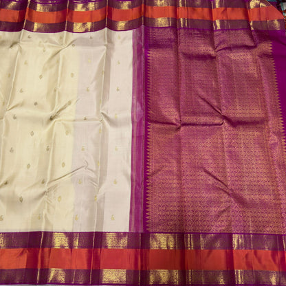 Tussar with orange/pink