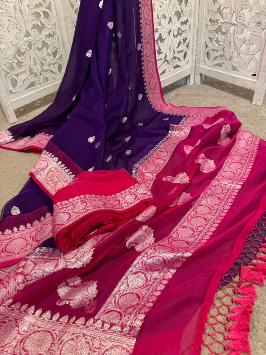 Purple reddish pink georgette