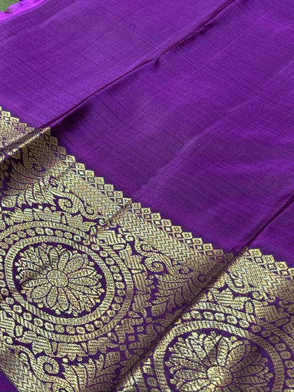 Bright green with purple korvai