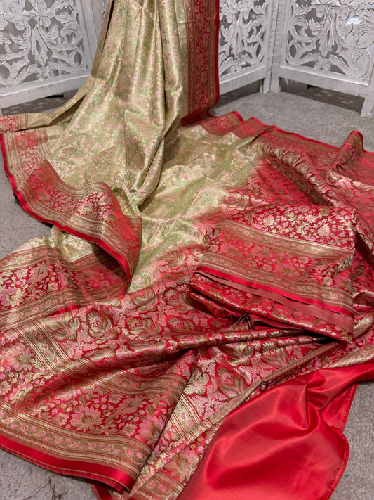 Beige / pink Jamavar Benarasi