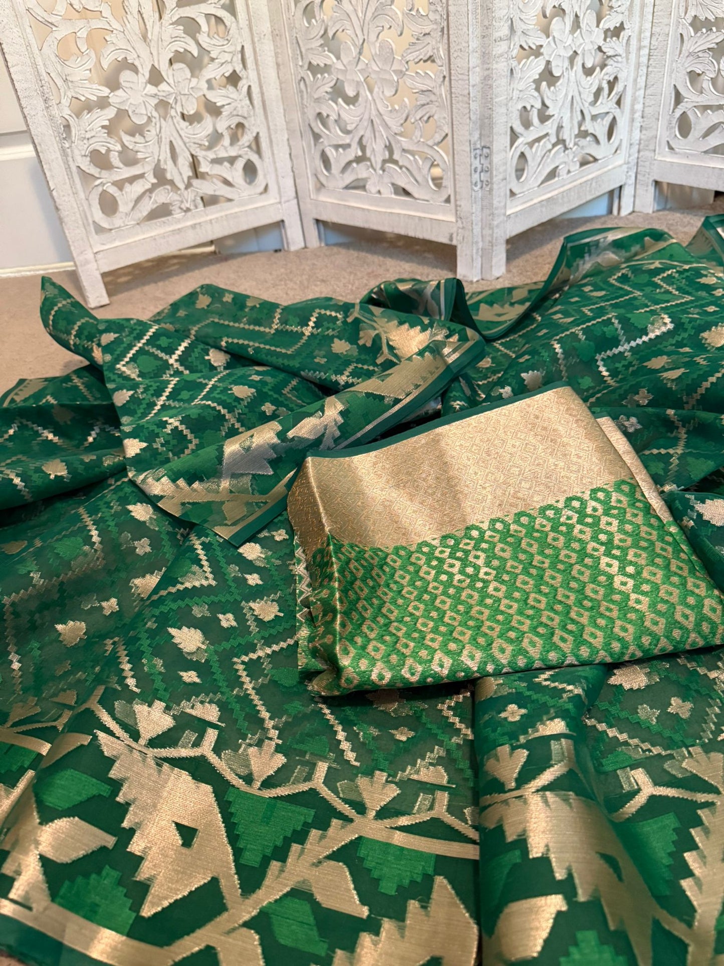 Muslin Jamdhani Green