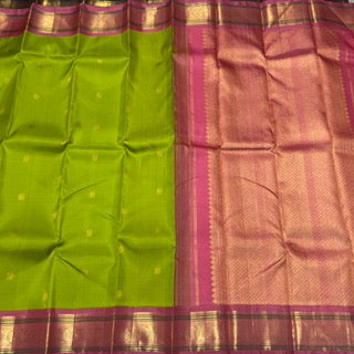 Parrot green pink korvai mayil chakram buttas