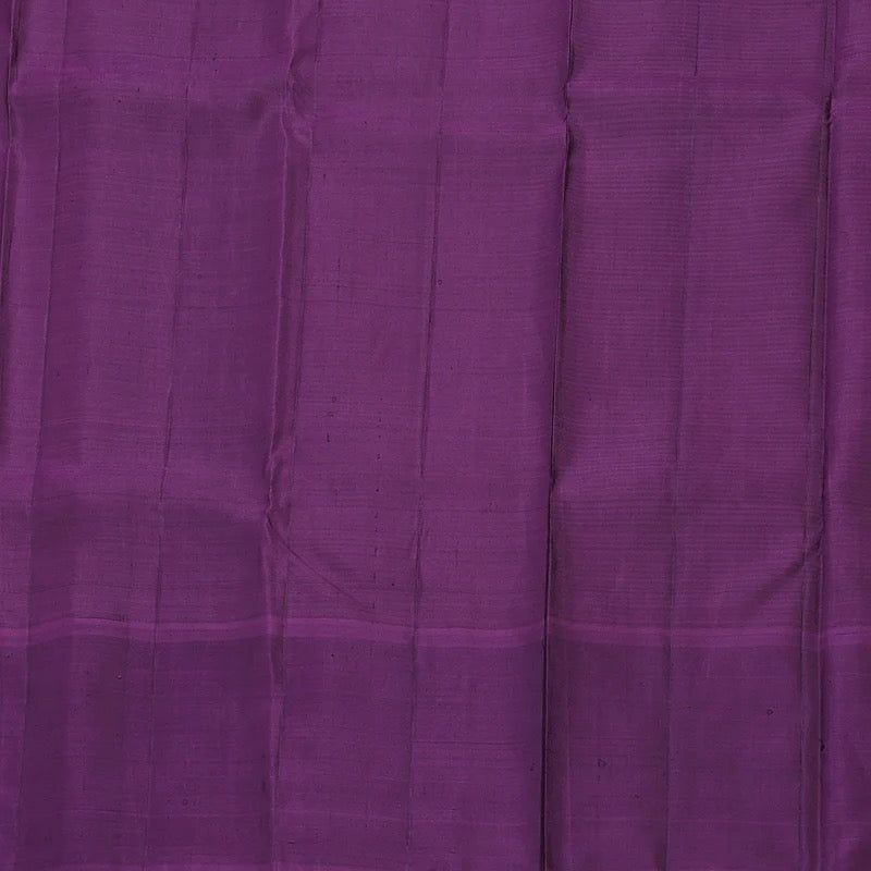 Pista green muted checks with plum purple border korvai