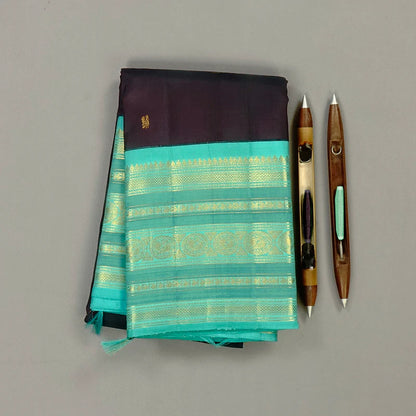 Dark purple Beetlenut / Teal varisaipet buttas korvai