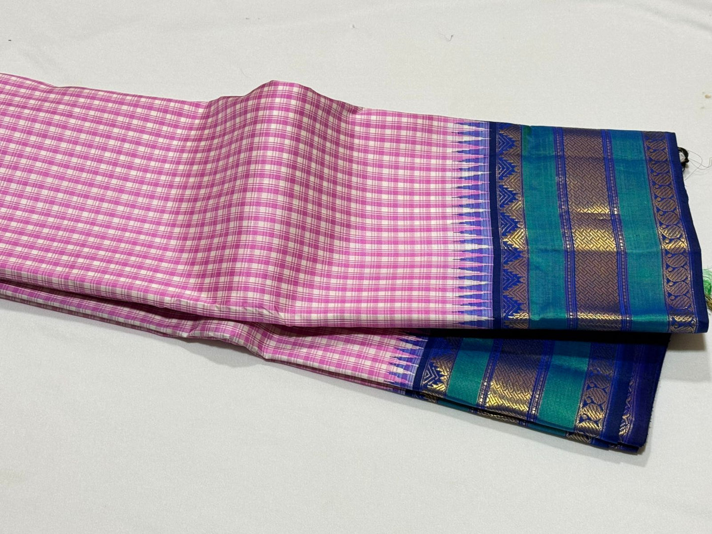 Soft Pink / Off white blue / green Podikattam korvai