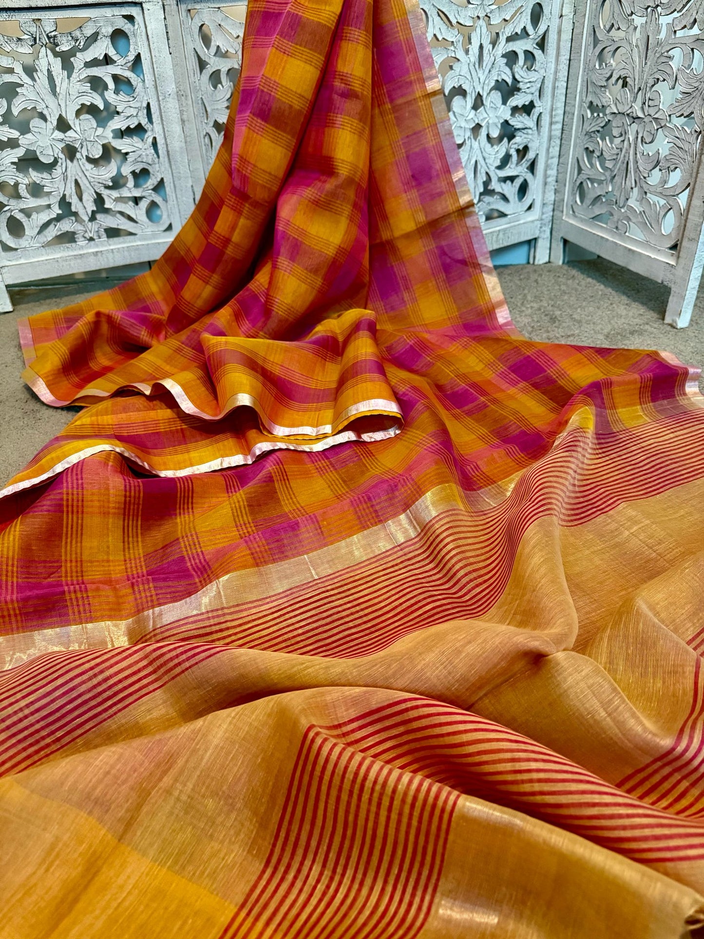 Chanderi linen checks