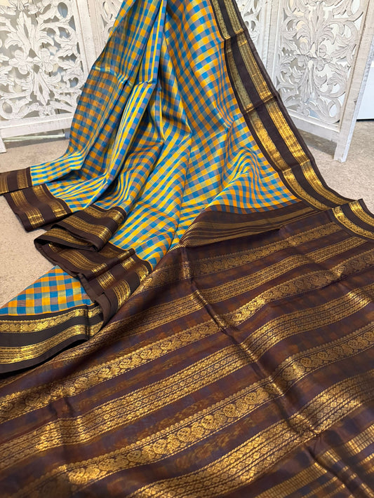 Palum Pazhamum blue / yellow with brown rettapate