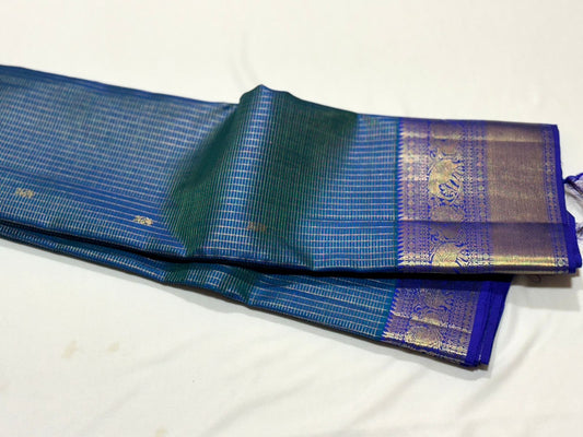 Peacock blue / ink blue oosi Jari kattam short / long borders