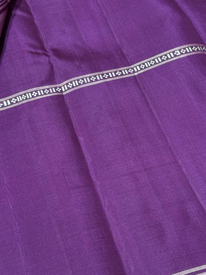Light pink with purple muted checks temple border