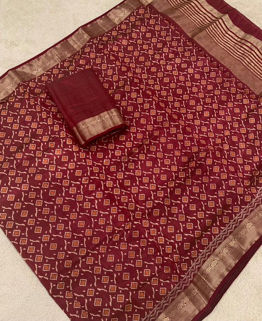 Rajkot Patola Design - Maroon