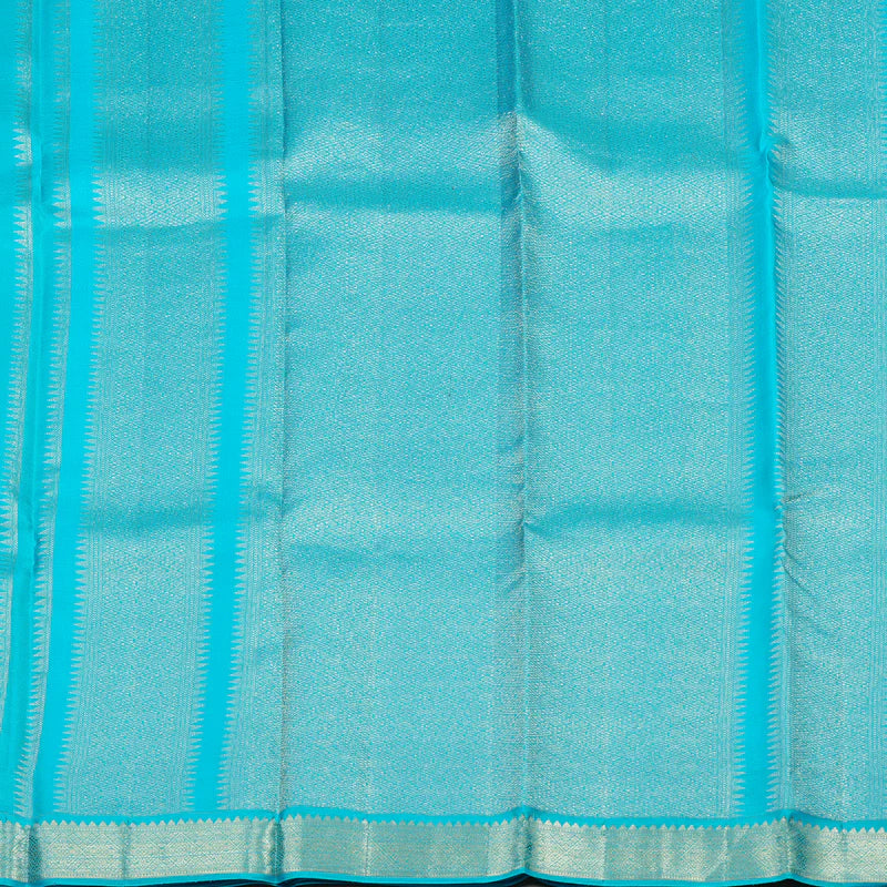 Ivory Copper sulphate blue small border korvai
