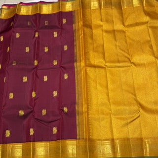 Maroon with golden mustard