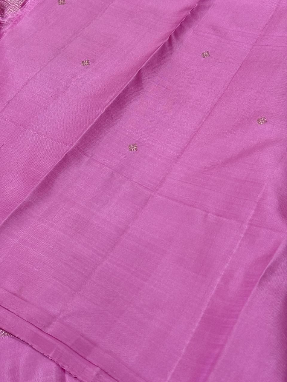 Vadamalli Purple soft pink embossed silver Jari