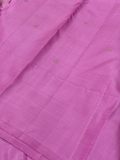 Vadamalli Purple soft pink embossed silver Jari