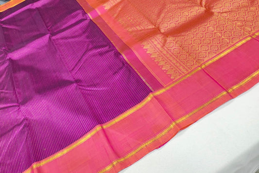Magenta orange rettapate horizontal stripes self contrast