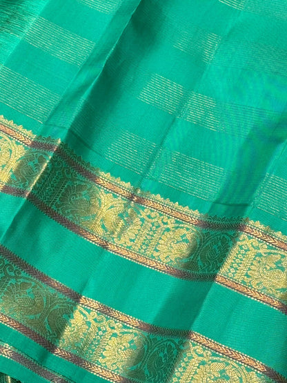 Purple / turquoise blue korvai checks / buttas