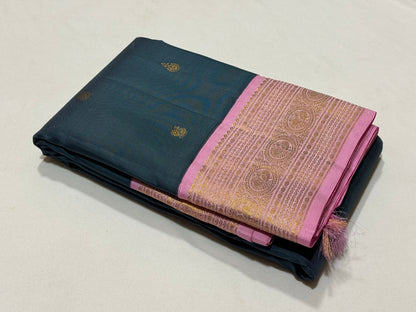 Greyish blue with pink buttas korvai