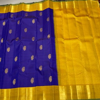 Violetish blue with golden mustard mango buttas korvai