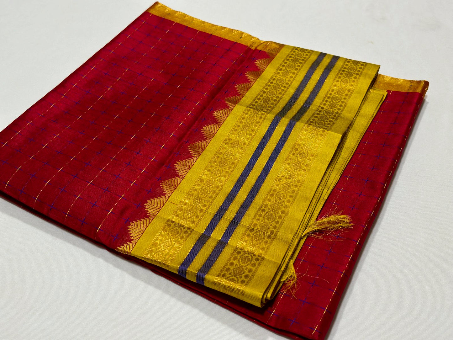 Korvai plus buttas red with mustard