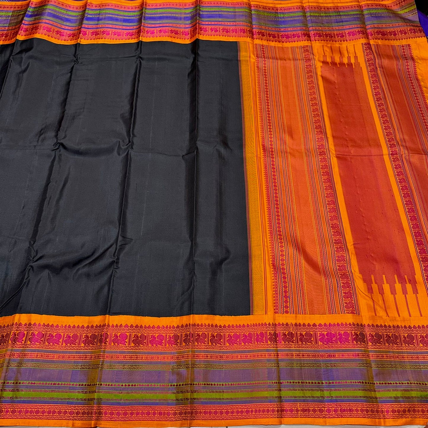 Black with mango orange/green varisaipet