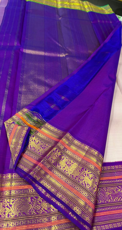 Baby pink Ganga Jamuna muted lines korvai