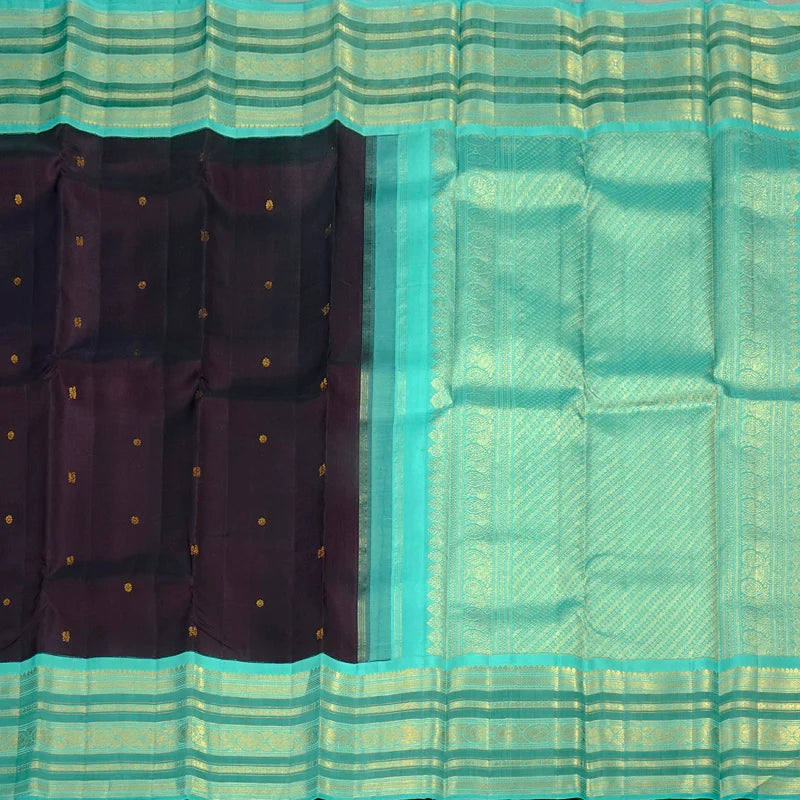 Dark purple Beetlenut / Teal varisaipet buttas korvai
