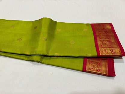 Parrot green with red buttas korvai