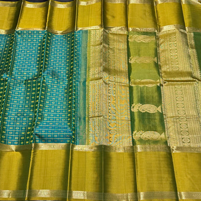 Ramar green with dual tone olive green 1000buttas rettapate border
