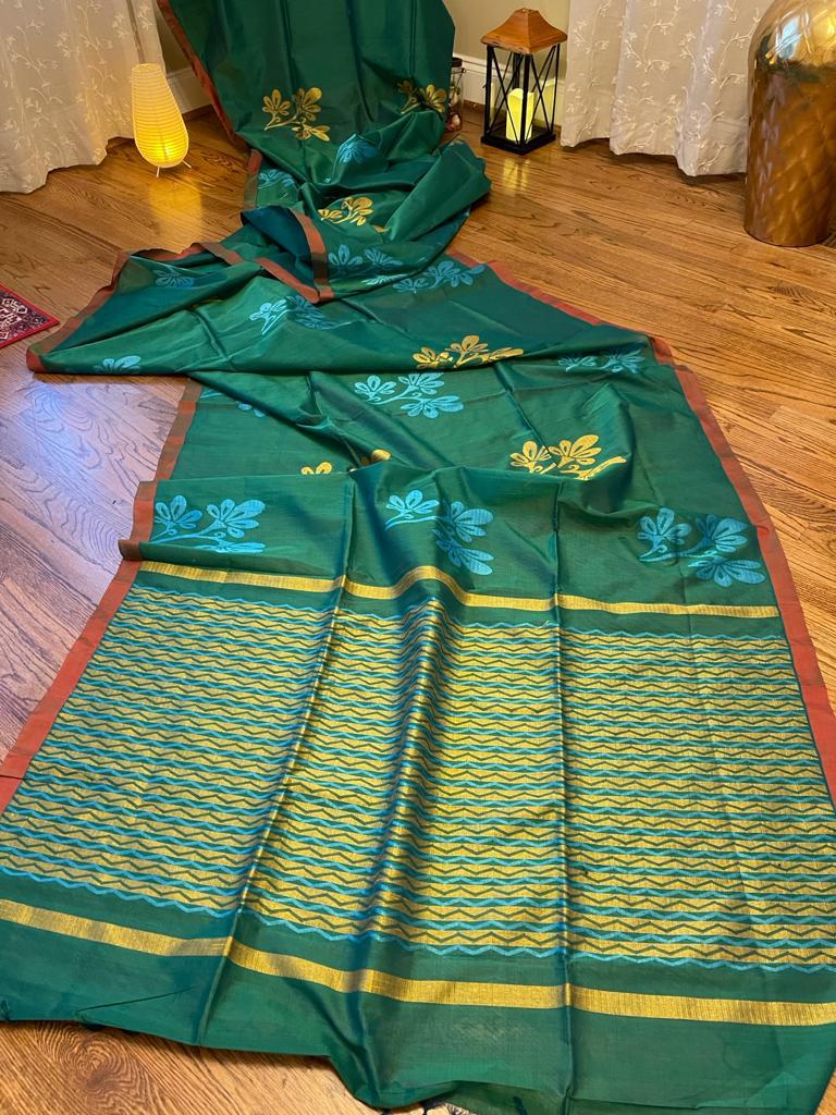 Soft Kerala cotton woven green