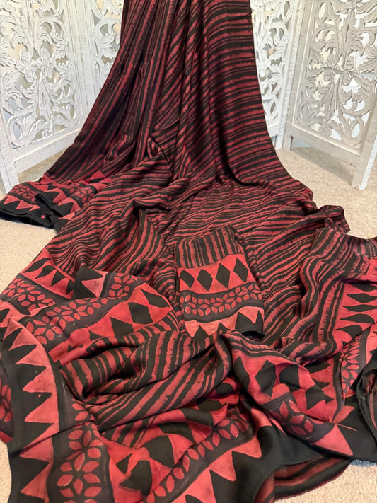 Maroon / black Modal Silk