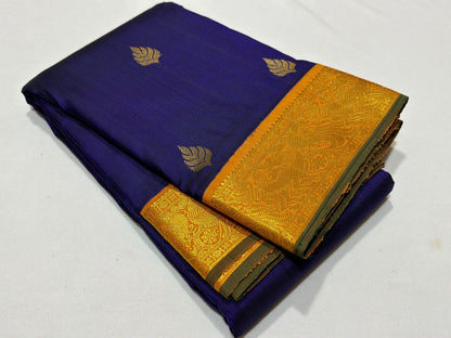 Deep blue with golden mustard