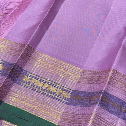 Golden mustard with lavender Zari checks korvai