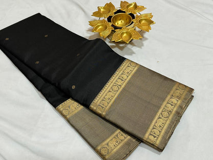 Black / greyish blue rettapate peacock buttas