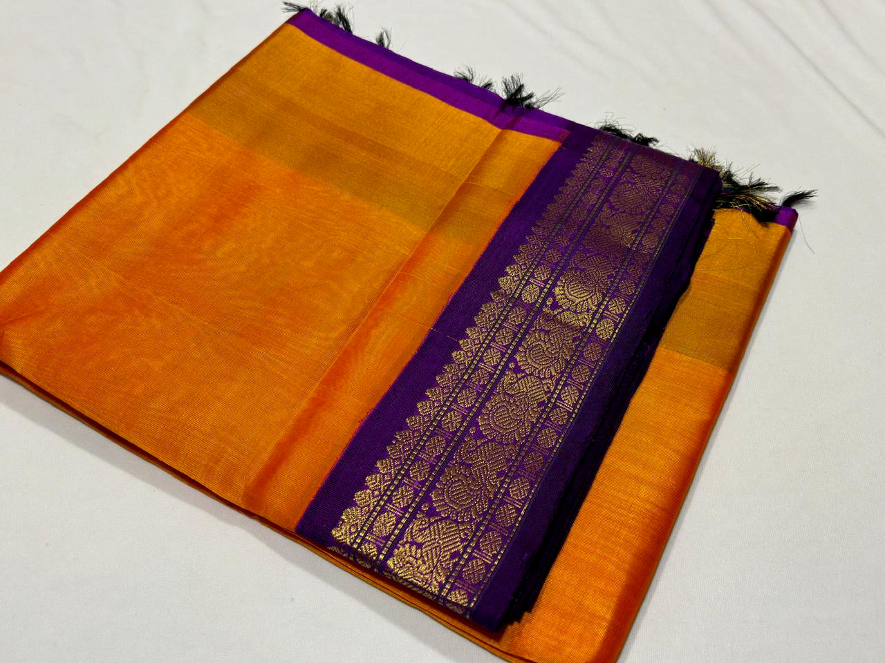 Mango yellow with purple plain korvai
