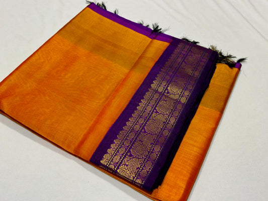 Mango yellow with purple plain korvai