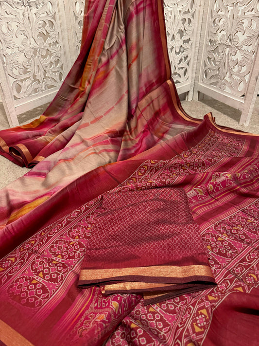Leheriya in buttery soft tussar silk