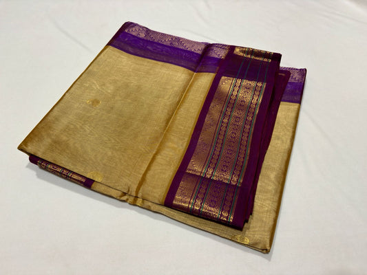 Korvai with buttas beige with purple