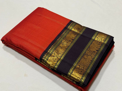 Red/Brick orange with dark brown Vairaoosi rettapate Korvai