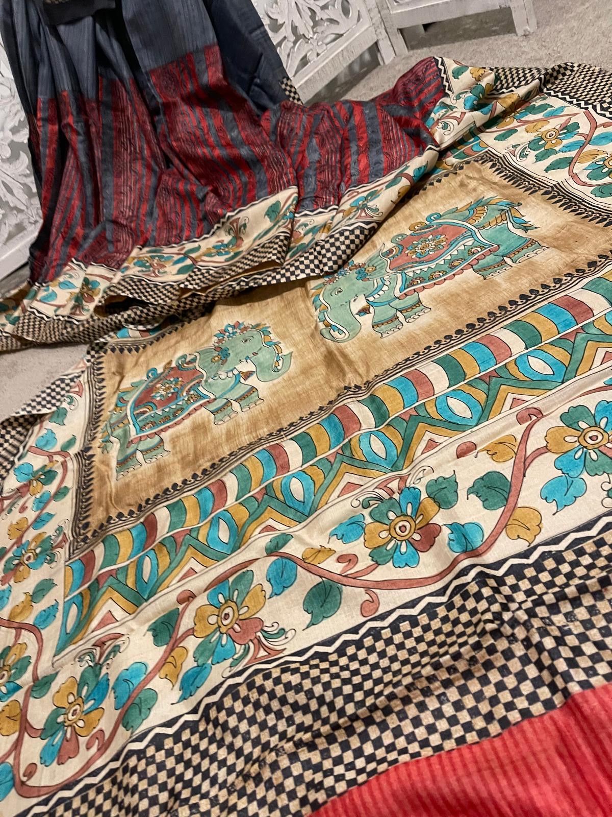 Grey pure tussar silk