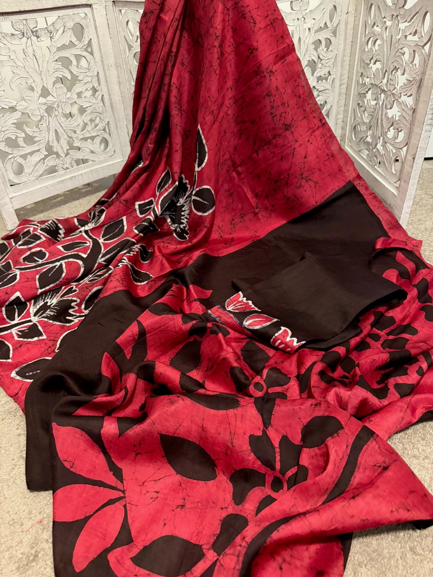 Black / red handloom pure Batik