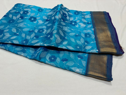 Light blue with dark blue handblock self contrast