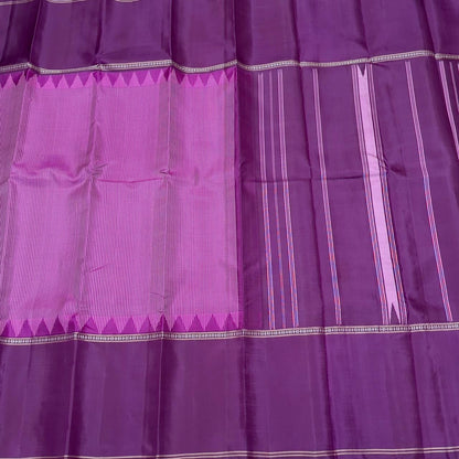 Light pink with purple muted checks temple border