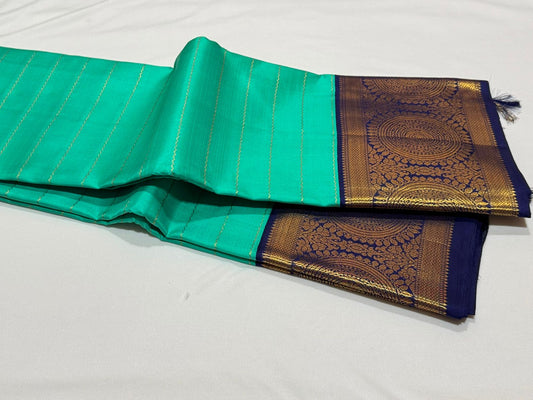 Turquoise blue green / navi blue veldhari korvai Thambalam design