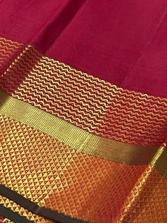Aananda blue with maroon temple border