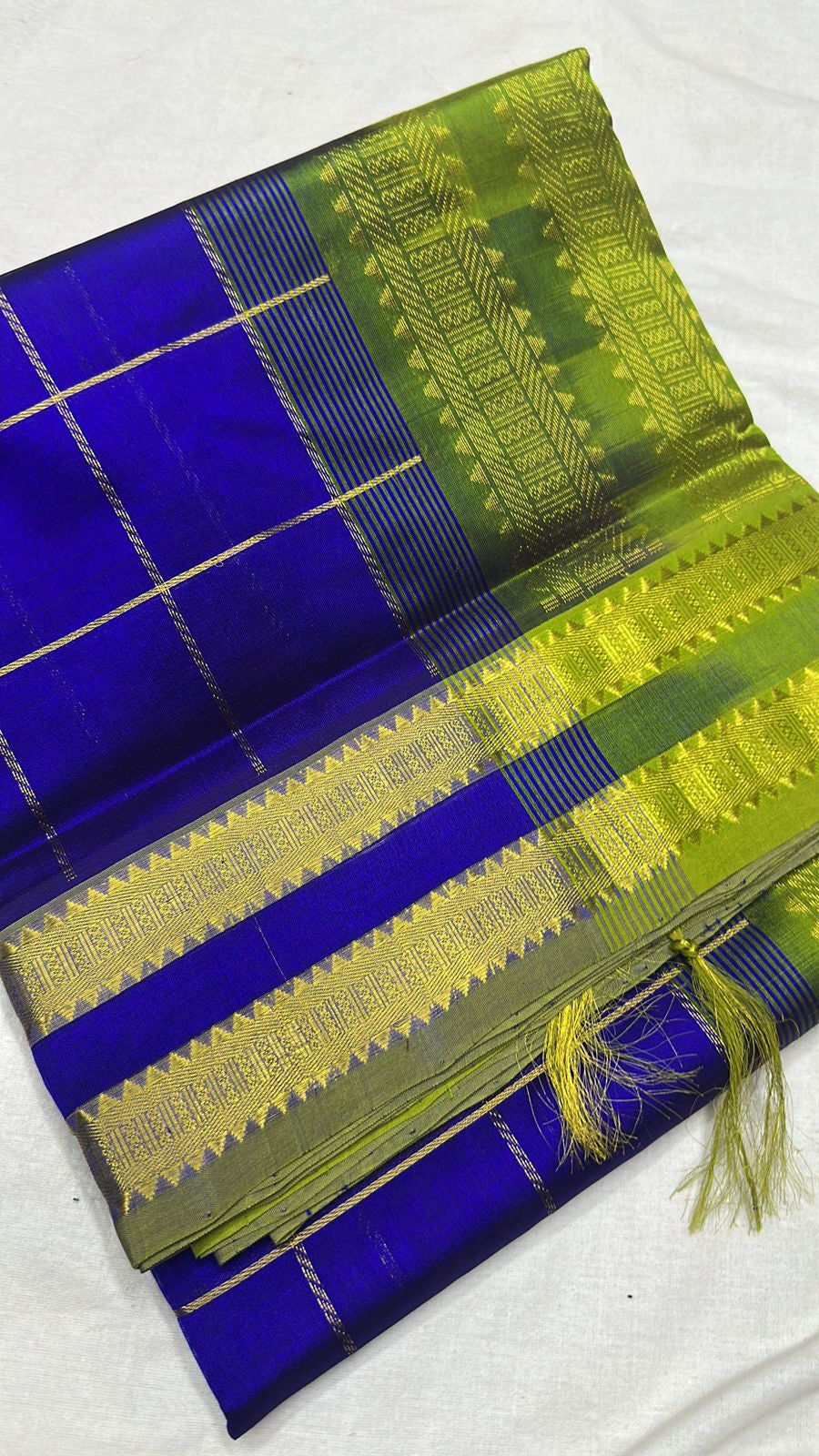 Blue / green Zari big checks