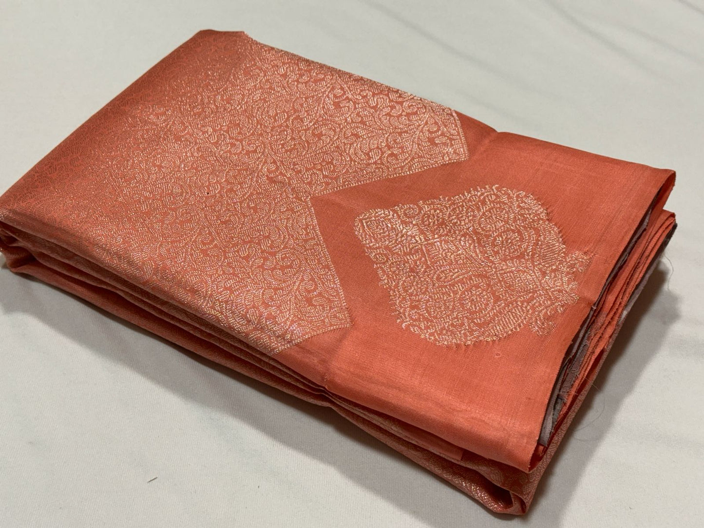 Peach with soft greyish brown jacquard